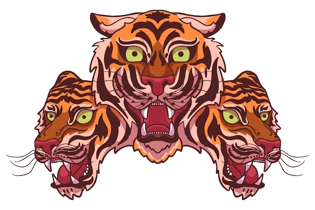 Mão, desenhado, tigre, ilustração
