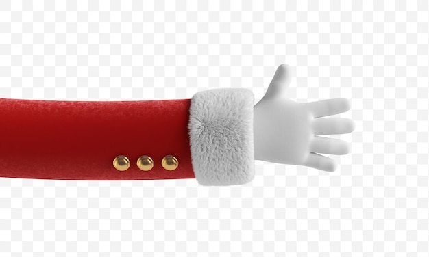 Mão do personagem de desenho animado do Papai Noel. Os dedos mostram o número cinco