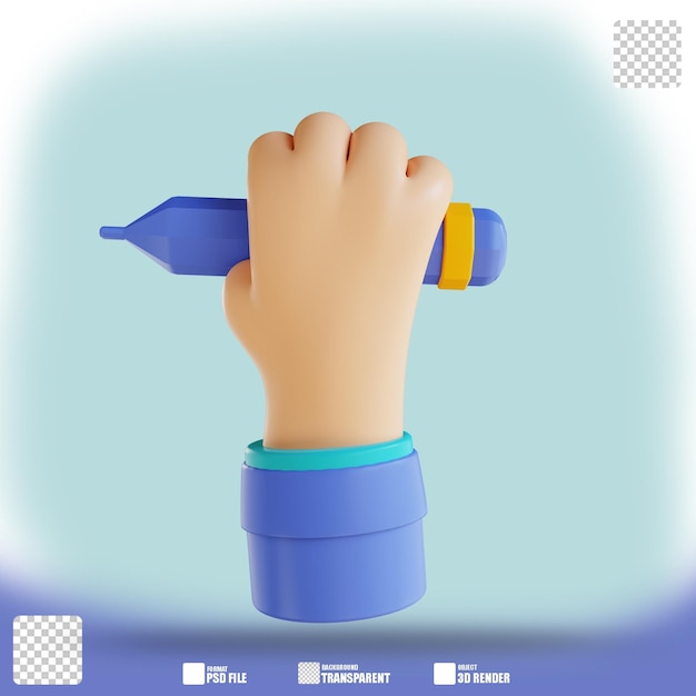 mão e lápis 3 da ilustração 3d