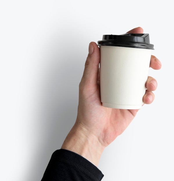 Mão humana, segurando, copo café, manhã, bebidas