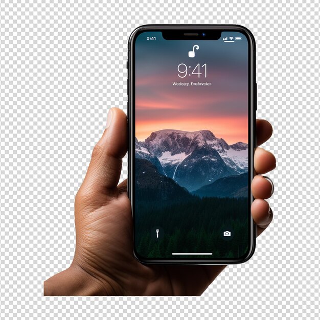 PSD mão isolada com smartphone