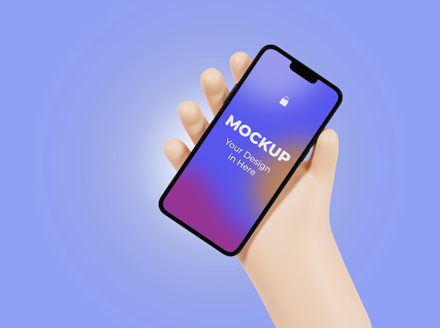 Mão segurando a maquete de smartphone móvel