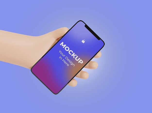 Mão segurando a maquete de smartphone móvel