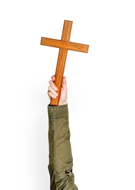 Mão, segurando, crucifixos
