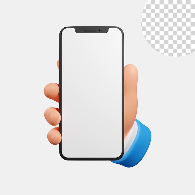 mão segurando o smartphone. mão segurando o smartphone. renderização 3D