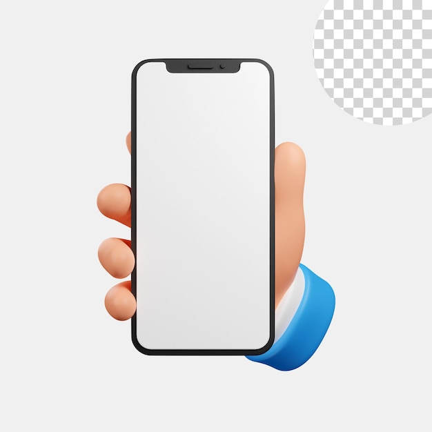 Mão segurando o smartphone. mão segurando o smartphone. renderização 3d