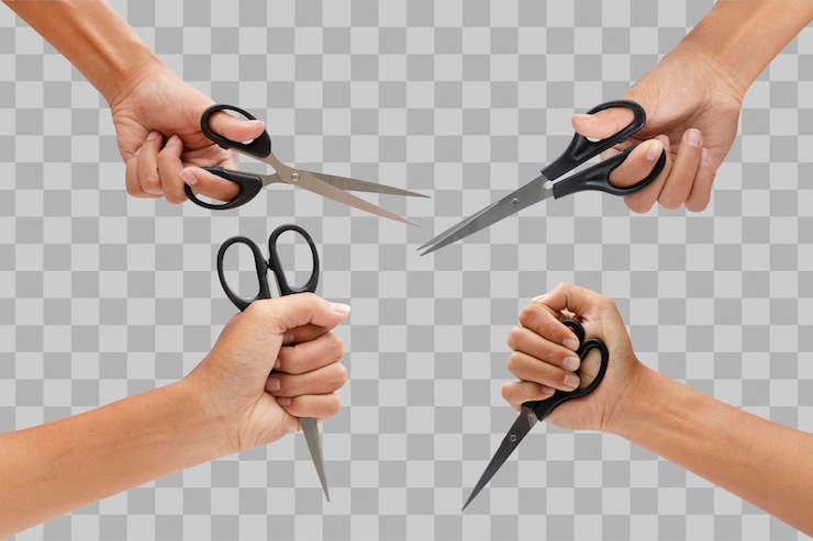 PSD mão segurando uma tesoura