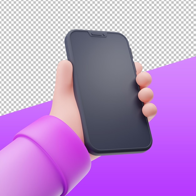 PSD mãos 3d com telefone, ilustração de renderização 3d