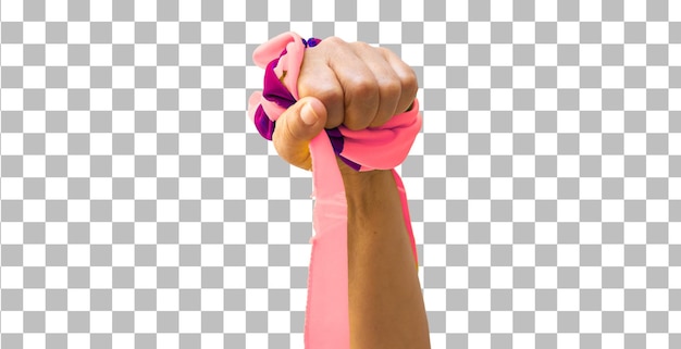 PSD mãos fortes femininas segurando uma corda rosa