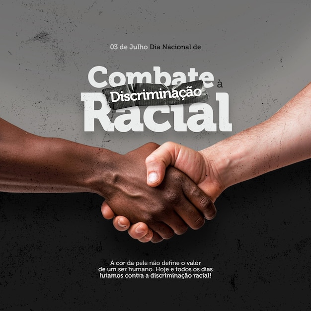 Mãos pretas e brancas unidas contra a discriminação racial