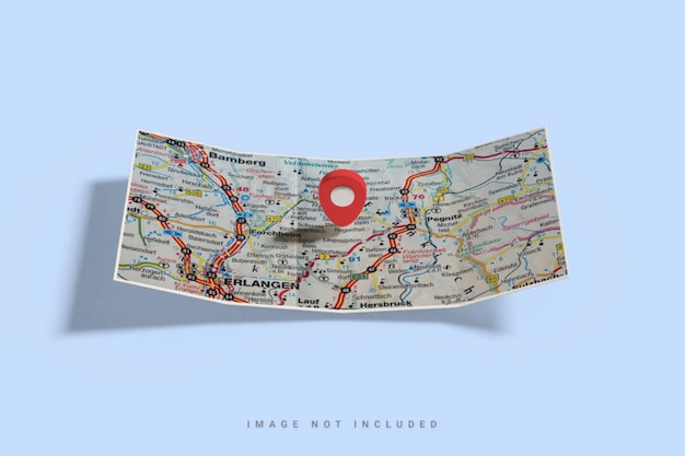 Map mockup design with 3d pin