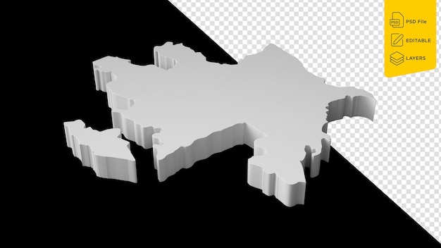 Mapa 3D de Azerbaiyán sobre fondo negro Ilustración 3D
