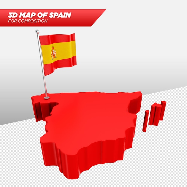 PSD mapa 3d de españa para composiciones publicitarias