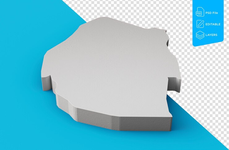 PSD mapa 3d de esuatini geografía cartografía y topología ilustración 3d de superficie azul marino
