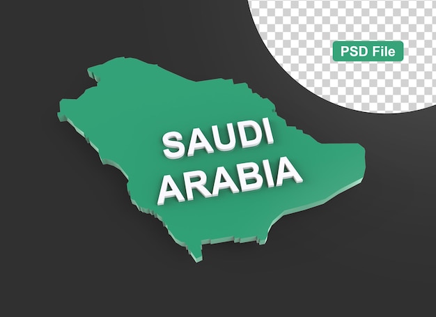 Mapa 3d isométrico da arábia saudita isolado com sável