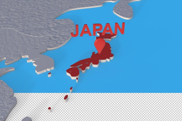 Mapa 3d de japón ilustración de objetos renderizados