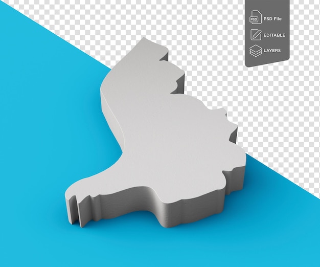 Mapa 3D de Liechtenstein Geografía Cartografía y topología Superficie azul del mar Ilustración 3D