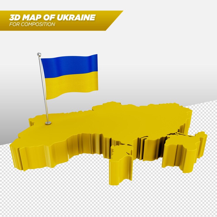 PSD mapa 3d de ucrania para composiciones publicitarias