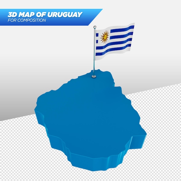 PSD mapa 3d de uruguay para composiciones publicitarias