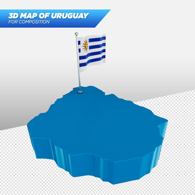 PSD mapa 3d de uruguay para composiciones publicitarias