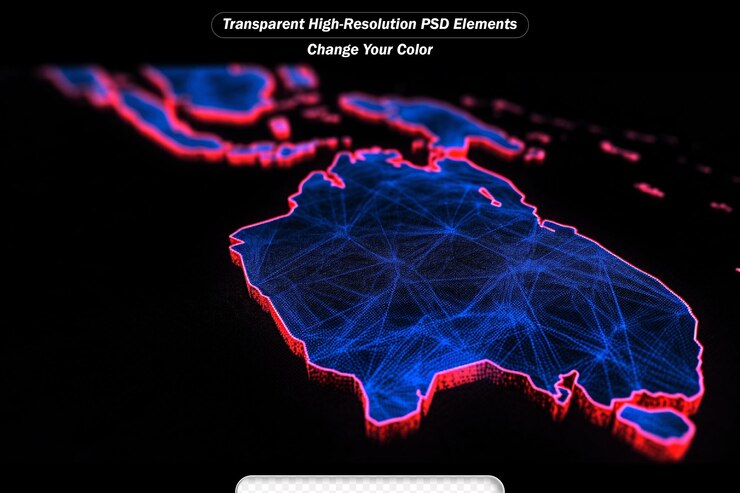 PSD mapa de australia con las fronteras como garabateo