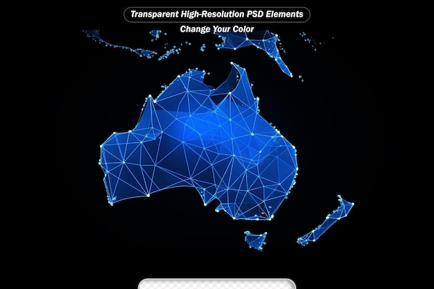 PSD mapa de australia desde la red de contornos en azul