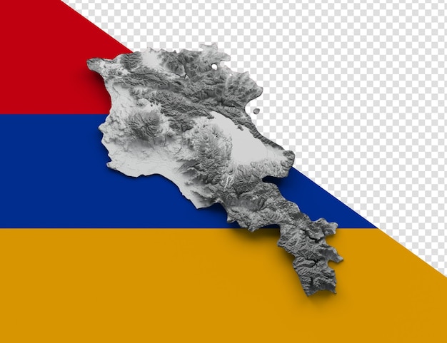 PSD mapa de la bandera de armenia color de relieve sombreado altura del mapa en los colores de las banderas de armenia fondo ilustración 3d