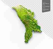 PSD mapa con la bandera de moldavia color verde y amarillo relieve sombreado mapa de fondo blanco ilustración 3d