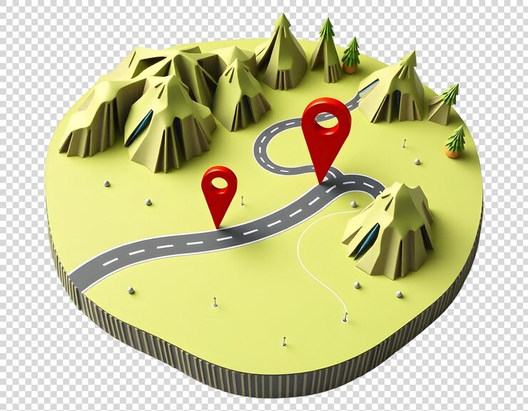 PSD un mapa de la carretera con un marcador rojo en él