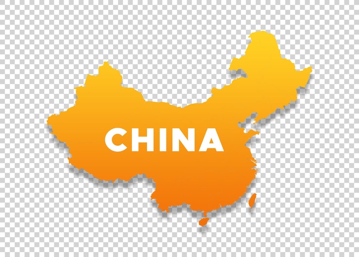 PSD mapa de china en un fondo transparente