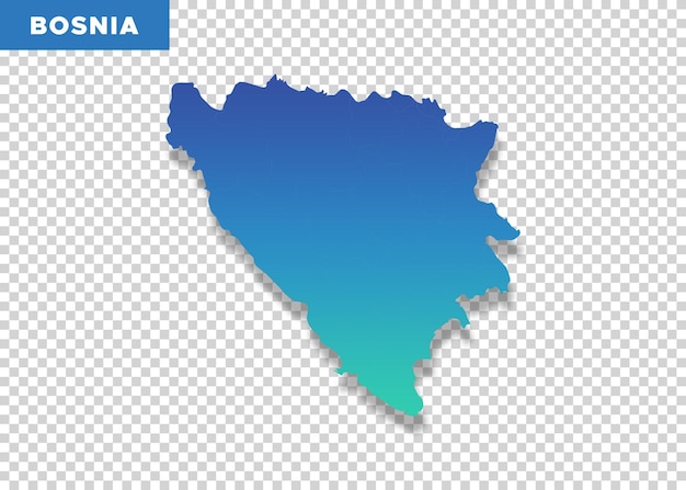 PSD mapa de color azul de bosnia sobre un fondo transparente