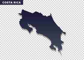 PSD mapa de color negro de costa rica en un fondo transparente