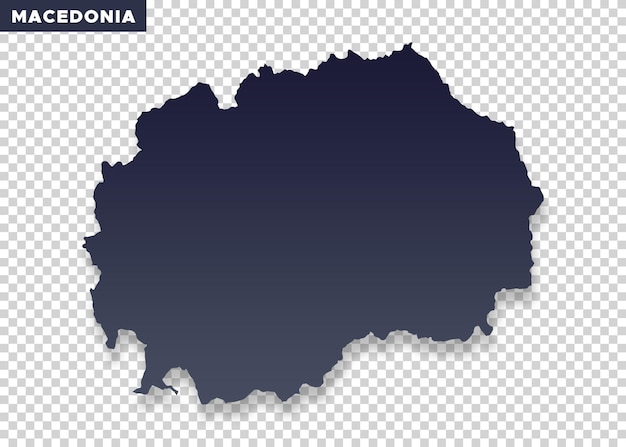 PSD mapa de color negro de macedonia sobre un fondo transparente