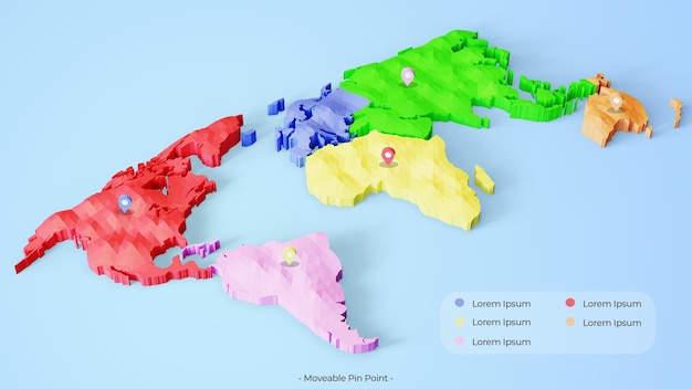 PSD mapa colorido 3d con punta móvil