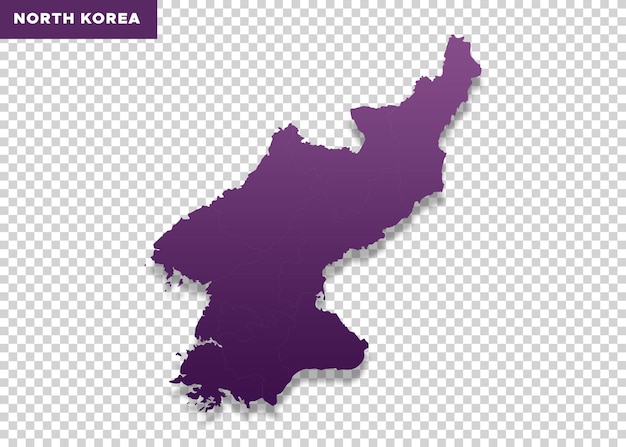 PSD mapa de corea del norte en un fondo transparente