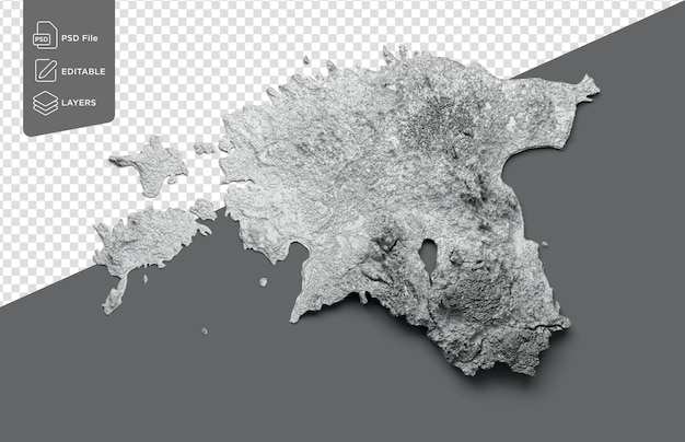 Mapa da Estônia bandeira sombreada relevo cor mapa de altura em fundo isolado ilustração 3d