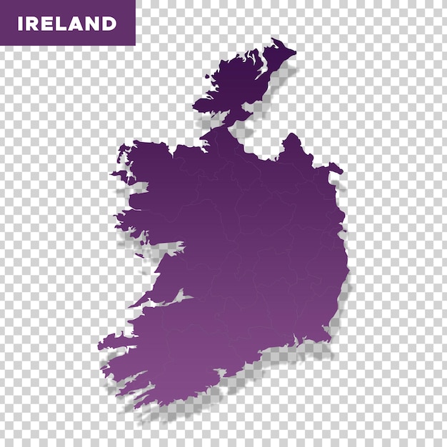 PSD mapa da irlanda em cor roxa em fundo transparente