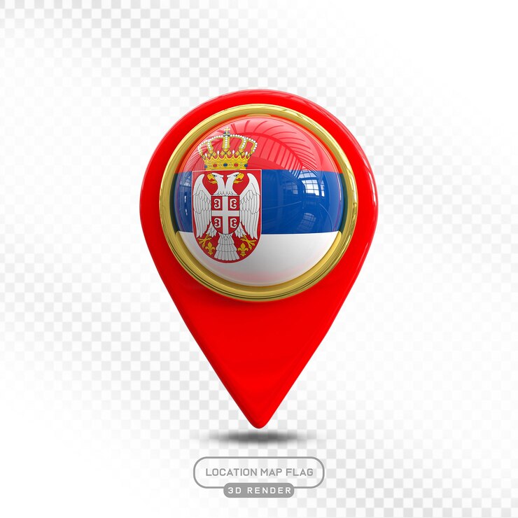 PSD mapa da localização da sérvia bandeira