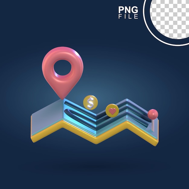 PSD mapa de metas de marketing 3d