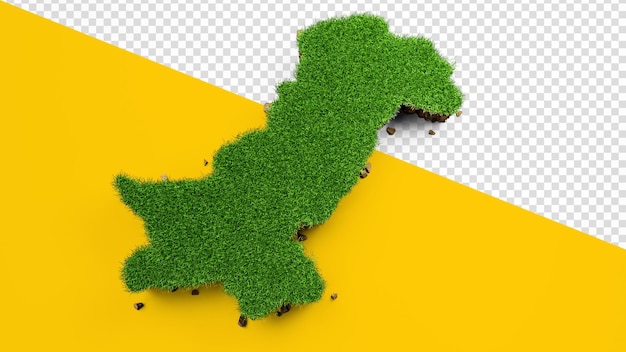 PSD mapa detallado de pakistán grama y textura del suelo ilustración en 3d