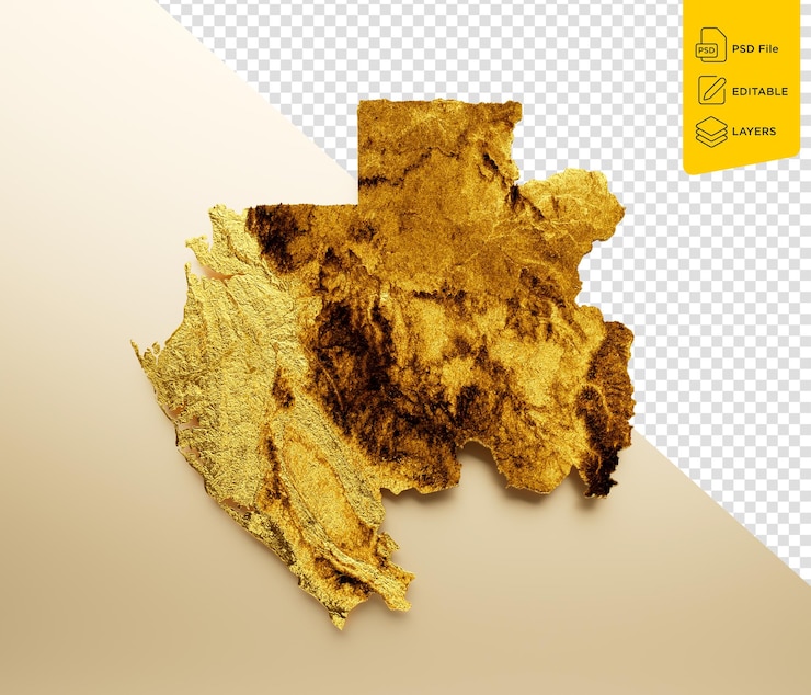 PSD mapa do gabão cor do metal dourado mapa de altura de fundo ilustração 3d