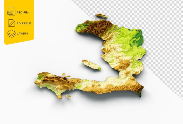 Mapa do Haiti Sombreado relevo Cor Altura mapa na ilustração 3d de fundo branco