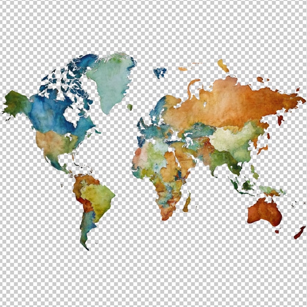 PSD mapa do mundo em fundo transparente