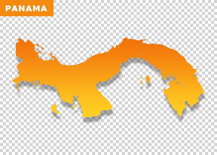 PSD mapa do panamá em cor laranja em fundo transparente