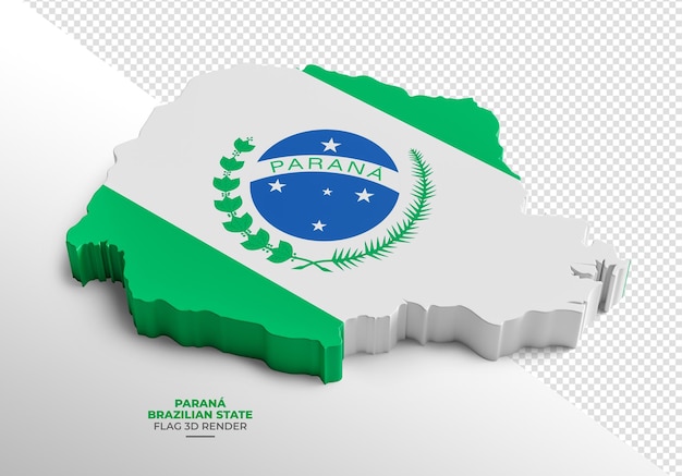 PSD mapa del estado brasileño de paraná en 3d render con fondo transparente