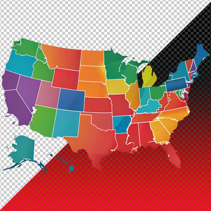 PSD mapa de los estados unidos de américa