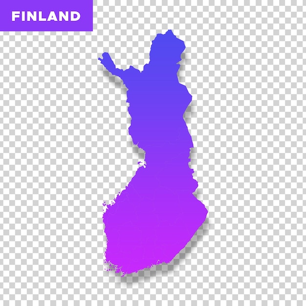 Mapa de Finlandia en color púrpura sobre un fondo transparente