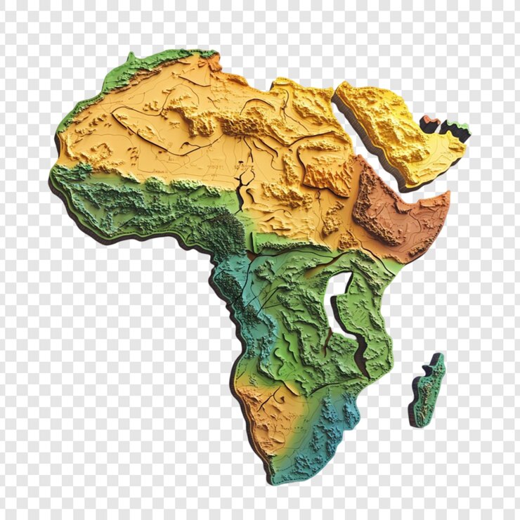 PSD mapa físico da áfrica