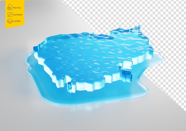 Mapa de hielo de Camboya El calentamiento global derrite el glaciar en el océano profundo Ilustración de agua azul 3d