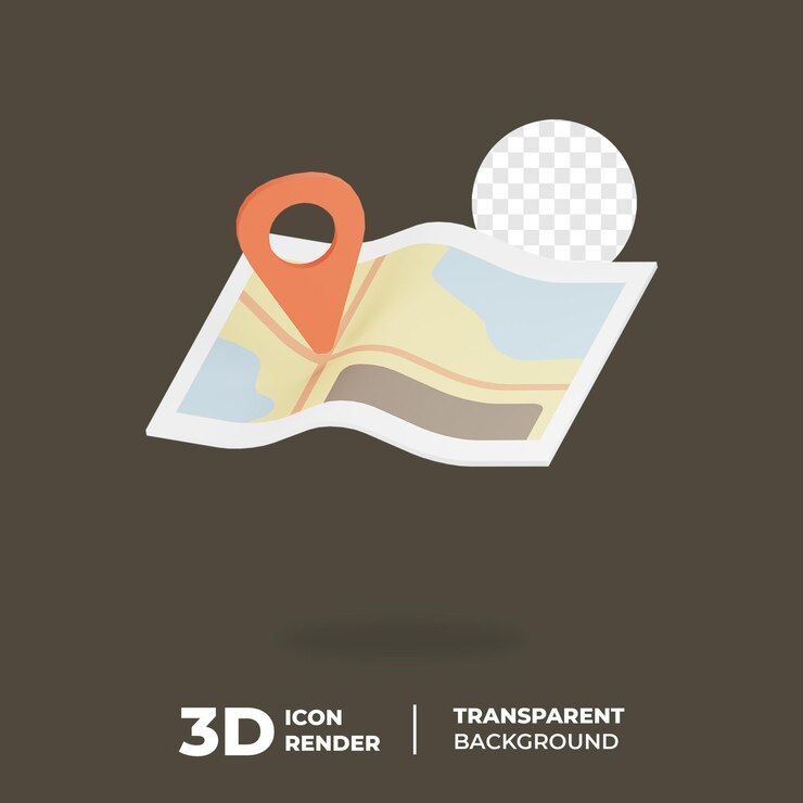 PSD mapa de iconos de viaje 3d